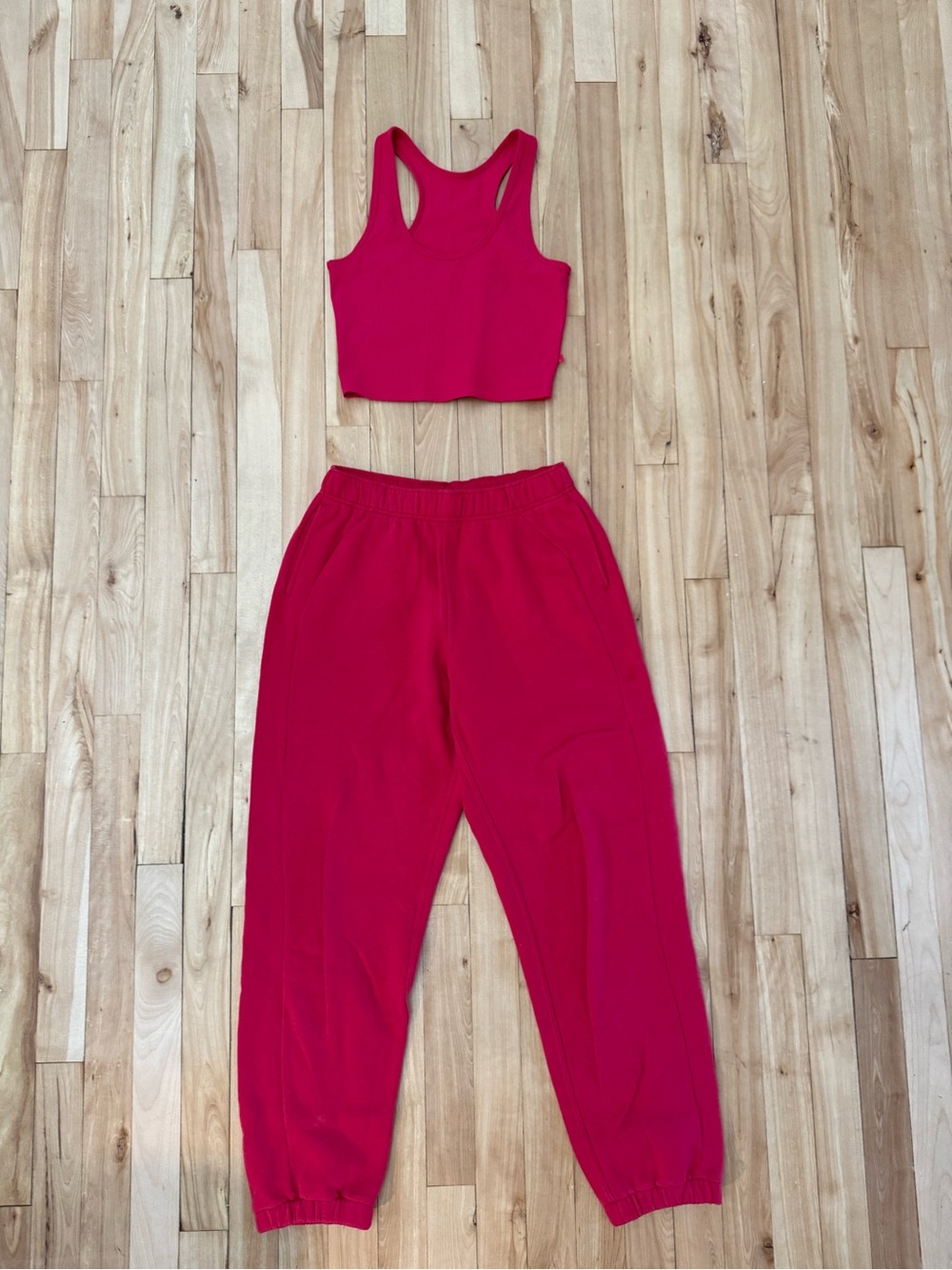 lululemon athletica Hot Pink Track Joggers with Matching Crop Tank